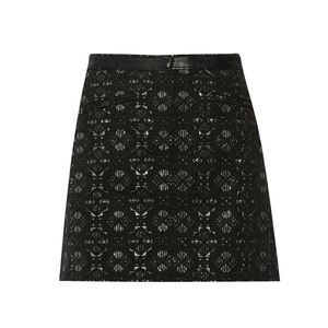 Maje Metallic Jacquard Mini Skirt Black Silver FR 34 US XS